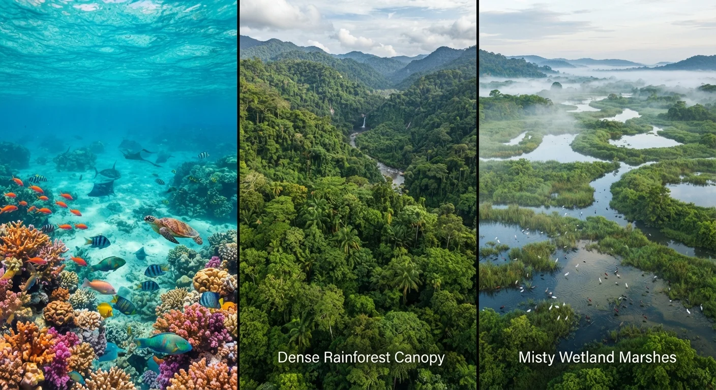 Coral Reefs, Rainforests, and Wetlands: Nature's Most Biodiverse Ecosystems Compared